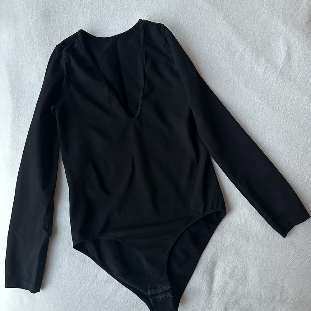 Black V neck bodysuit